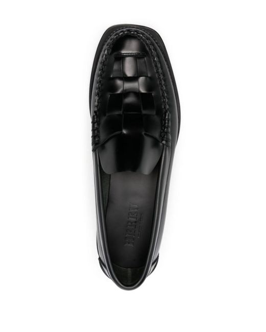 Hereu Black Nombela Interwoven Leather Loafers for men