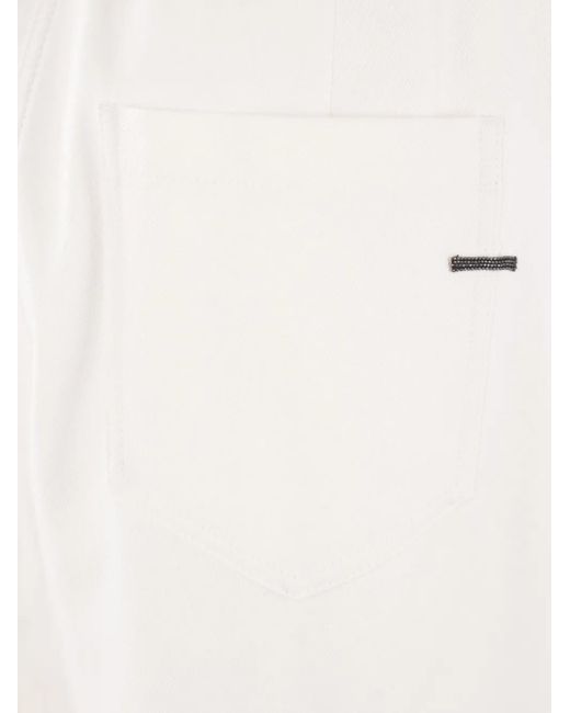 Brunello Cucinelli White Baggy Pull-On Trousers