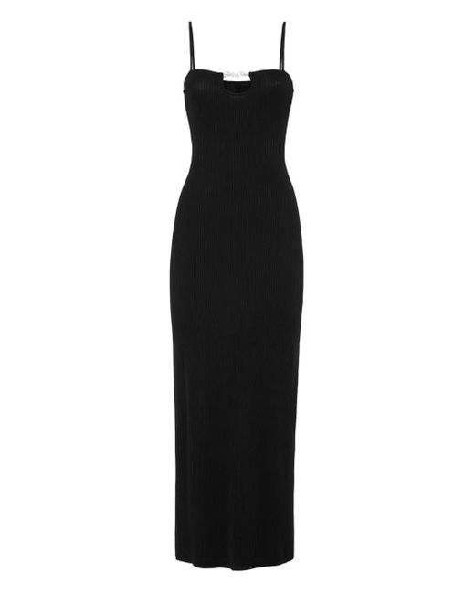 Philipp Plein Black Rib Straight Across Midi Dress