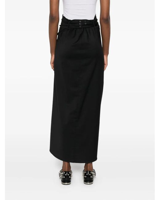Tela Black Wraparound Midi Skirt