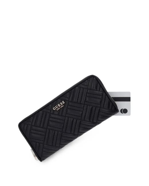 Guess Black Portefeuille Sally À Design Matelassé