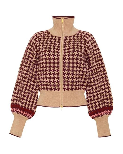 Cardigan Lyss À Motif Pied-De-Poule Cara Cara en coloris Red