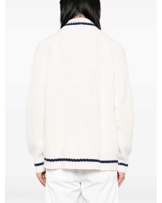 Kiton Natural Logo Patched Cardigan for men