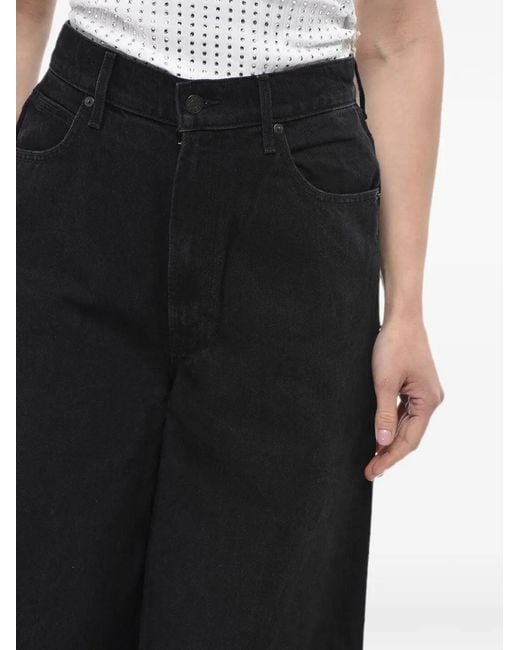 Mother Black Snacks Wide-Leg Jeans