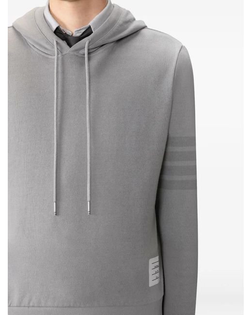 Thom Browne Gray Loopback Four-Bar Hoodie for men