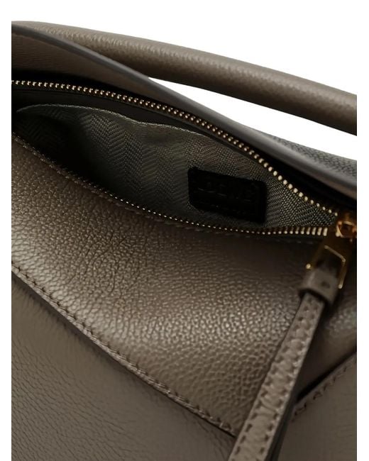 Loewe Gray Puzzle Edge Mini Leather Handbag