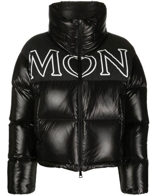 Moncler Gers Logo Print Puffer Jacket in Black | Lyst