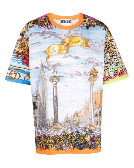 Moschino Blue T-Shirt With Print for men