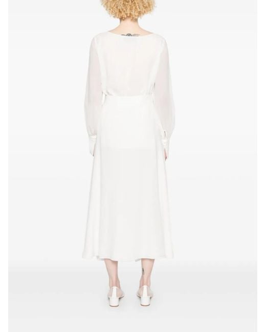 DE SANTIS White Draped Midi Skirt