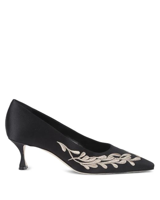Manolo Blahnik Black Spitze Pumps Mit Stickerei