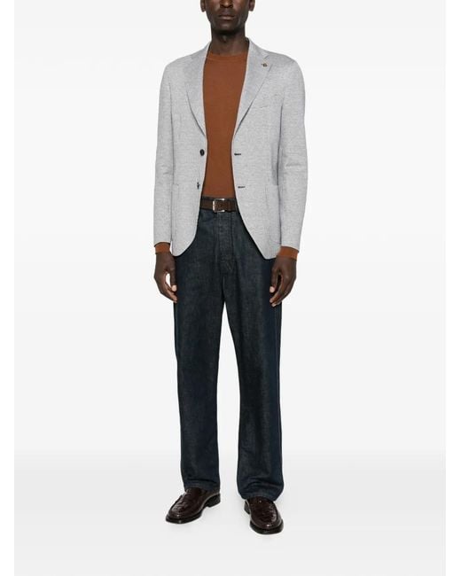 Latorre Gray Houndstooth-Pattern Blazer for men