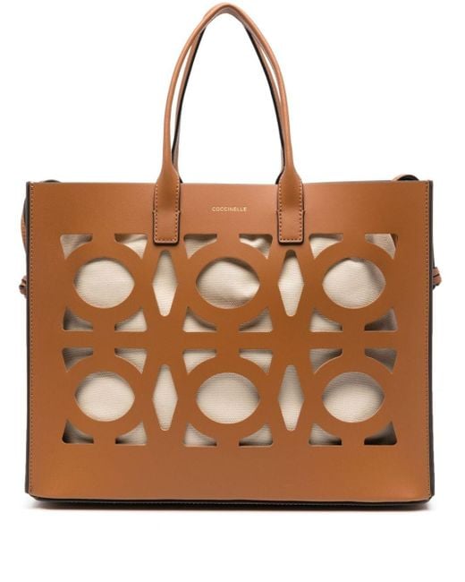 Coccinelle Brown Monogram Slice Tote Bag