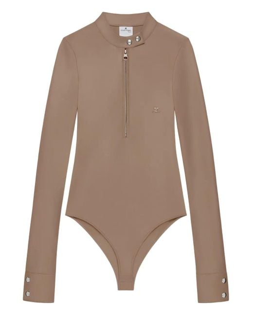 Courreges Body Met Lange Mouwen En Rits in het Brown
