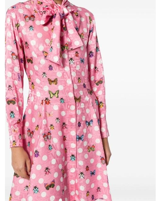 Versace Pink Butterflies & Ladybugs Short Dress