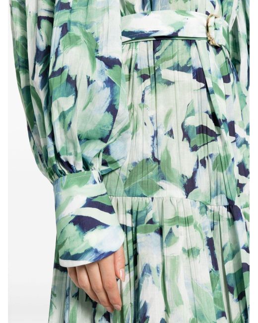 Acler Green Matthew Painterly-print Maxi Dress