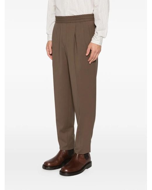 Zegna Brown Elasticated Trousers for men