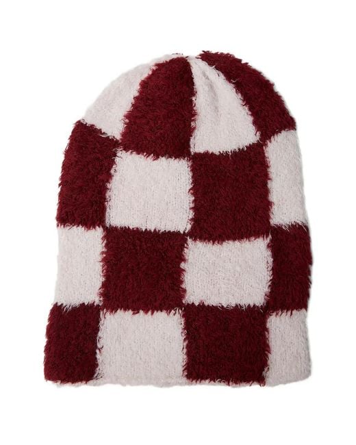 The Elder Statesman Red Checked Beanie for men