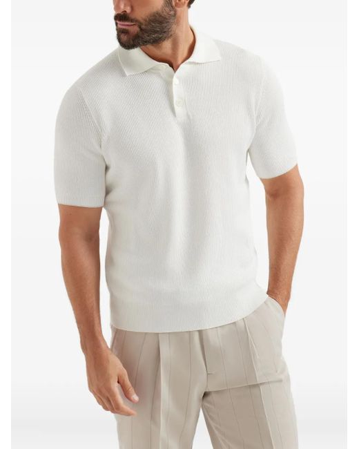 Brunello Cucinelli Poloshirt mit Knopfleiste in White für Herren