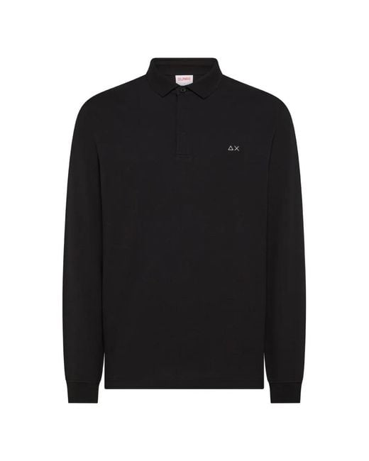 Sun 68 Black Long-Sleeve Polo Shirt for men