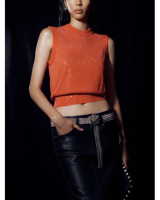 Top sin mangas con cuello falso Alexander Wang de color Orange