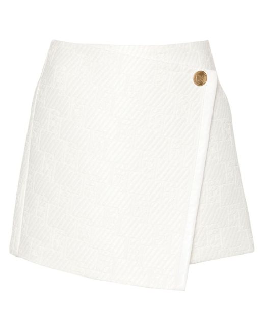 Elisabetta Franchi White Patterned-jacquard Mini Skirt