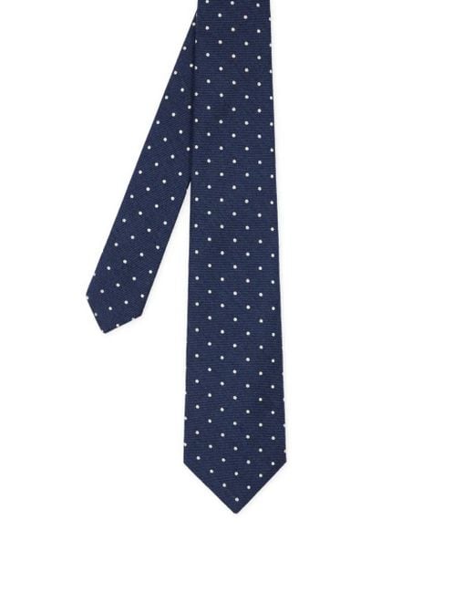 Paul Smith Men's Blue Polka-Dot Merino-Cashmere Blend Tie