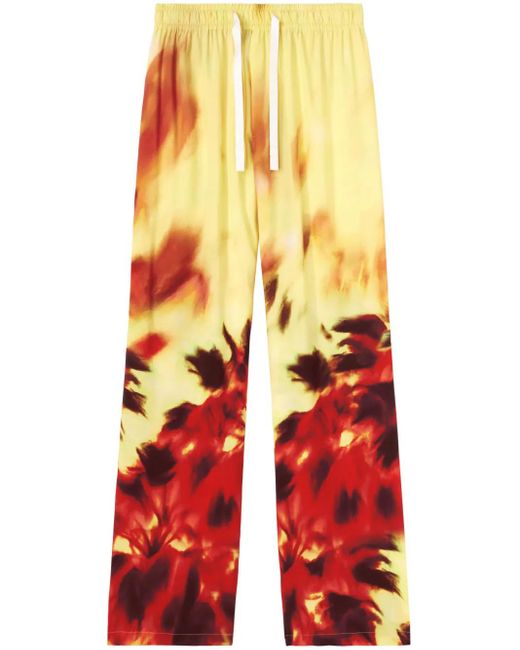 Palm Angels Red Abstract-Print Track Pants for men