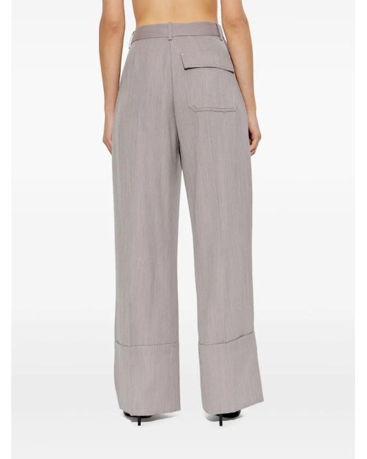 Victoria Beckham Gray Wide-Leg Trousers