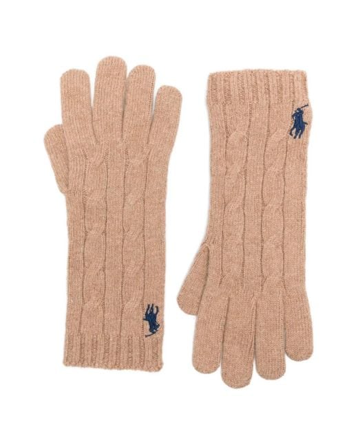 Polo Ralph Lauren White Cable-Knit Wool And Cashmere Gloves