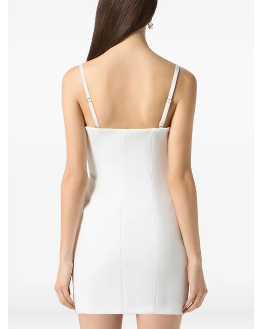 Blumarine Jurk Verfraaid Met Logo in het White