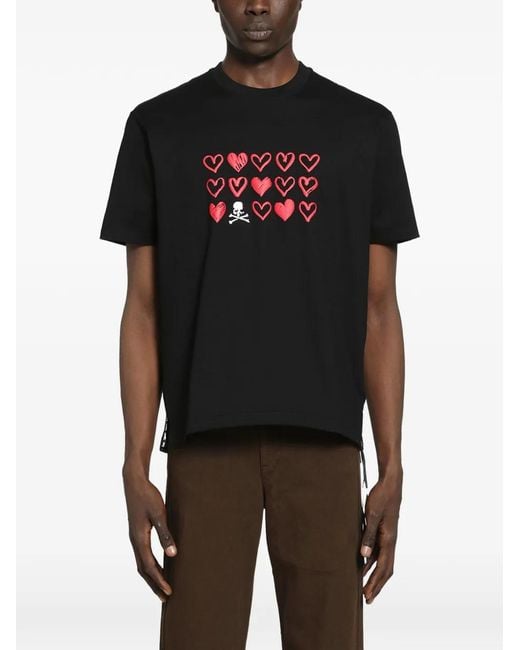 MASTERMIND WORLD Black Heart-Print T-Shirt for men