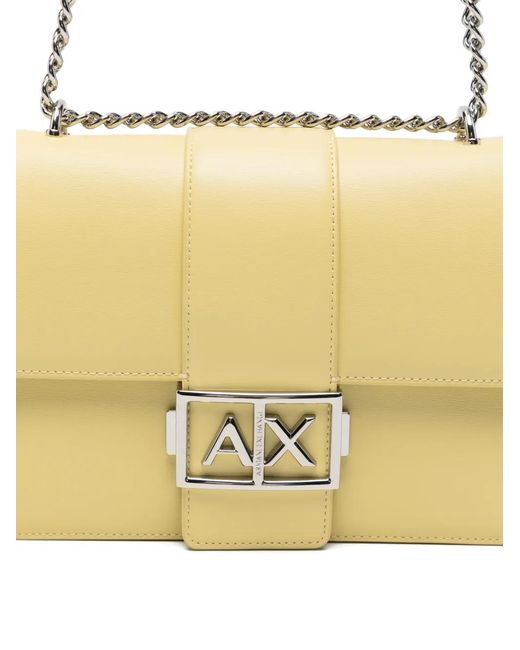 ARMANI EXCHANGE Metallic Logo-Buckle Leather Shoulder Bag