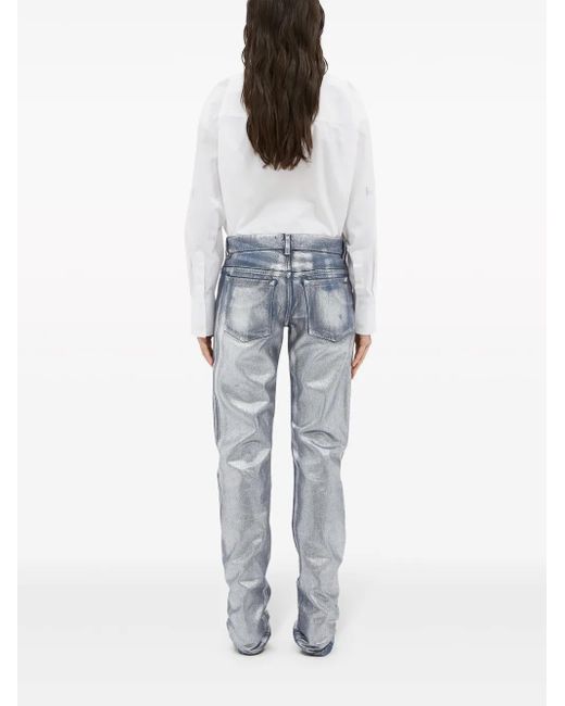 MSGM Blue Metallic Demin Pants