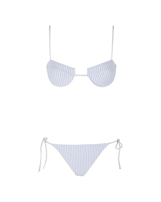 Mc2 Saint Barth White Sarielle Striped Bikini