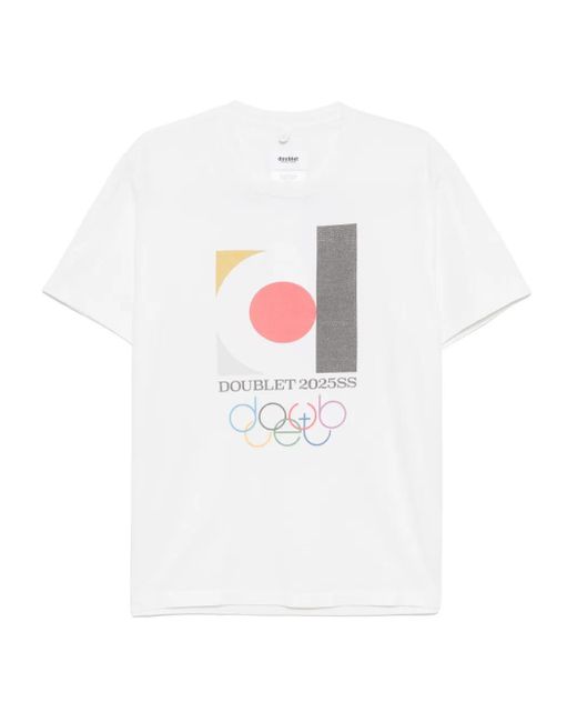 メンズ Doublet 2025s ロゴ Tシャツ White