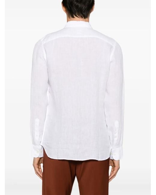 120% Lino White Long-Sleeve Shirt for men