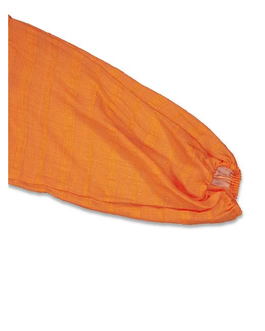 ViX Orange Yana Vertical-Stripe Blouse