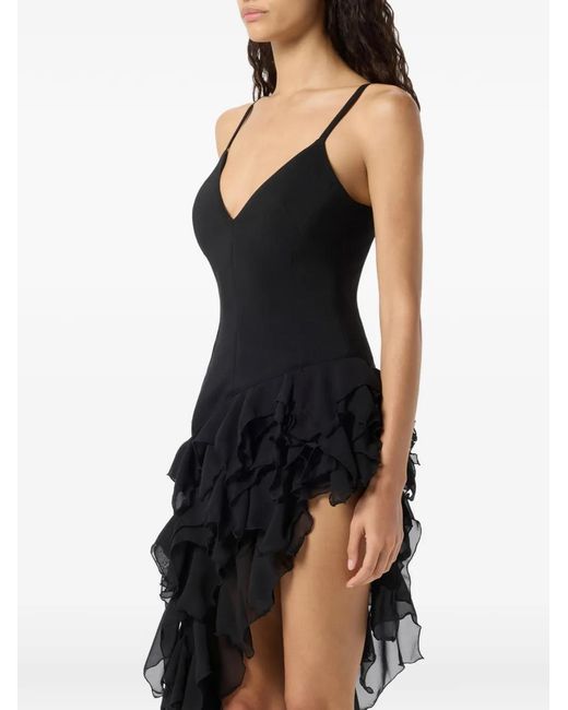 Blumarine Black Cady Ruffled Mini Dress