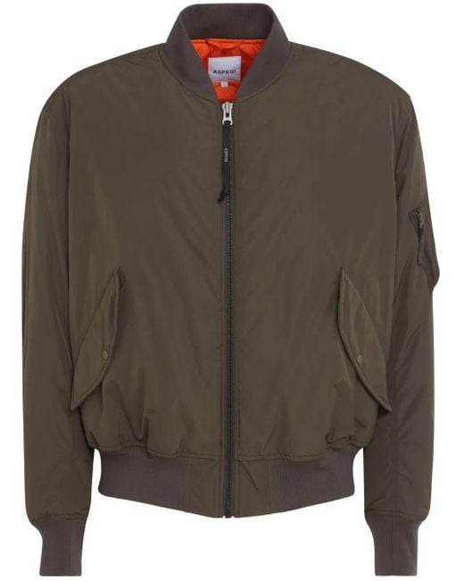 Aspesi Green Zip-Up Bomber Jacket for men