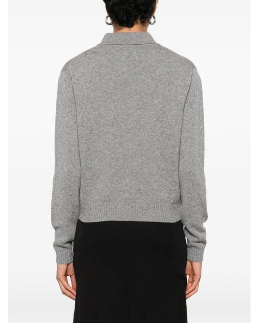 Givenchy Gray Long-Sleeve Knitted Polo Top