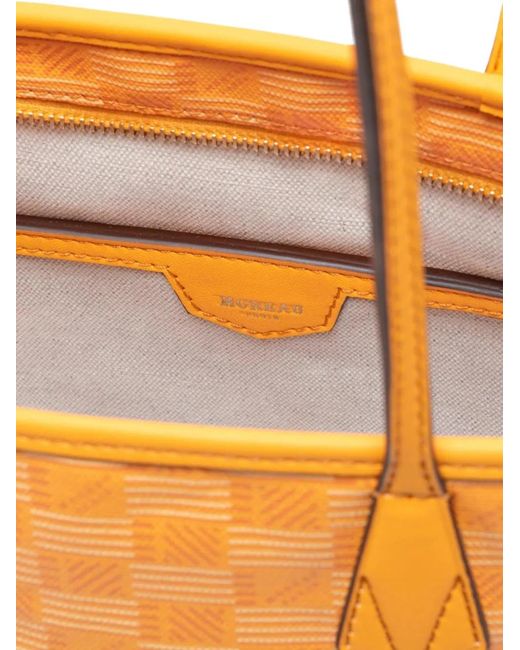 Moreau Yellow Zip Check-Patterned Tote Bag