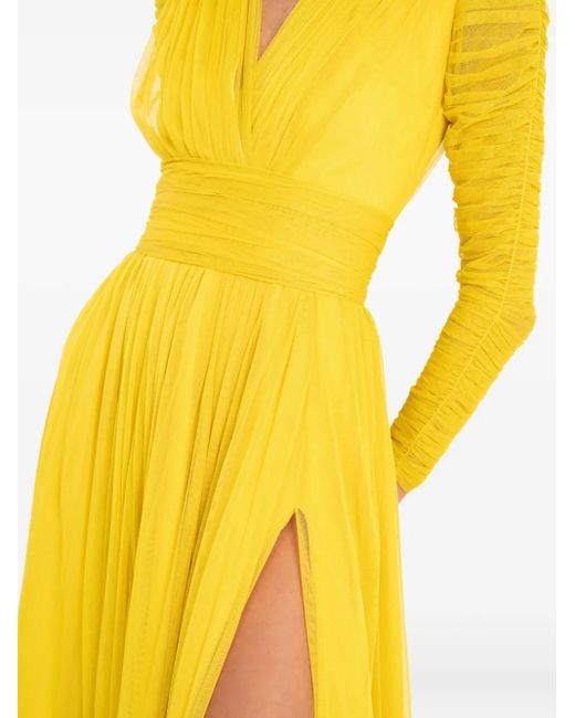 Ana Radu Yellow Long-Sleeved Midi Dress