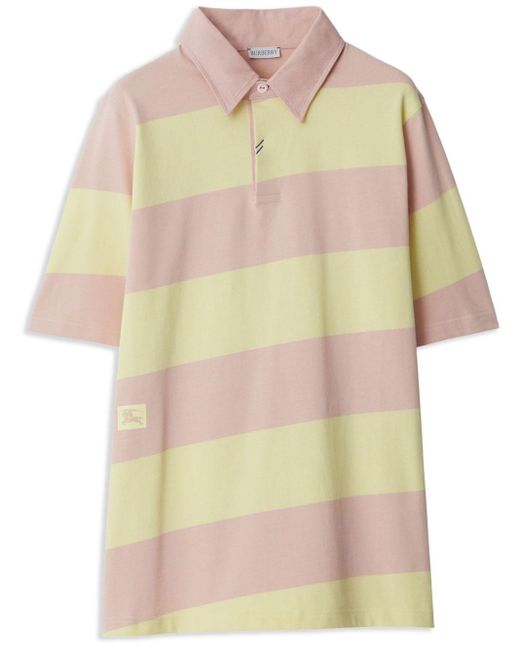 Burberry Natural Striped Cotton Polo Shirt