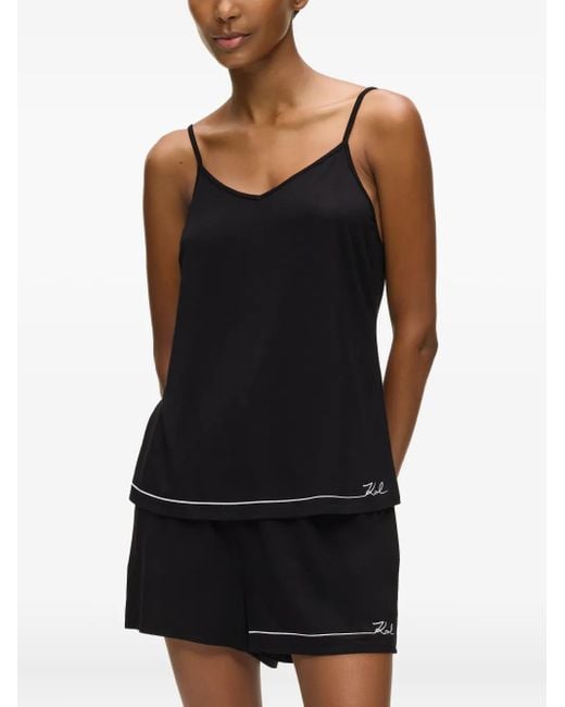 Karl Lagerfeld Black Logo-Detailing Pajamas