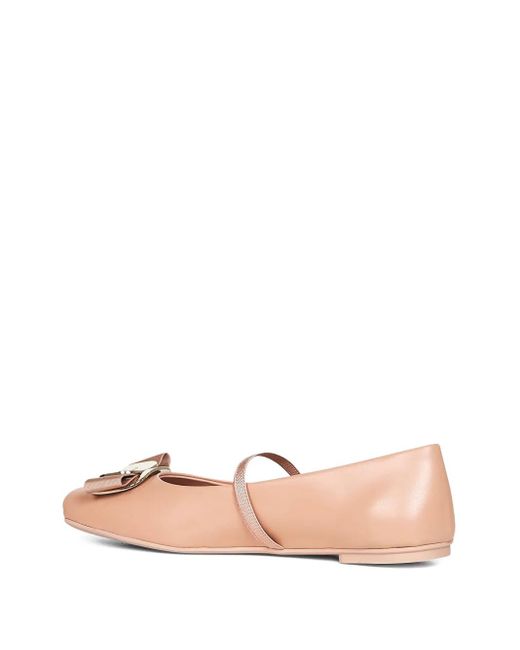 Ferragamo Pink Vara Square-toe Ballet Flats