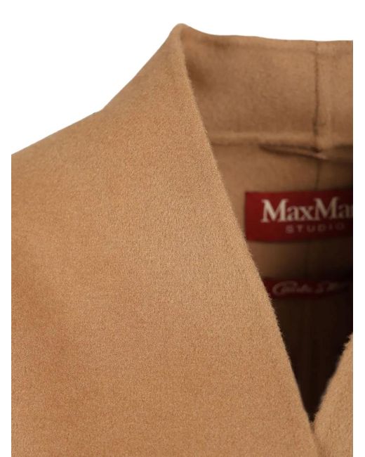 Max Mara Brown Belted Kimono-Sleeve Coat