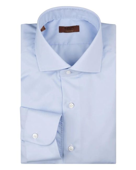 Barba Napoli Blue Long-Sleeve Cotton Shirt for men
