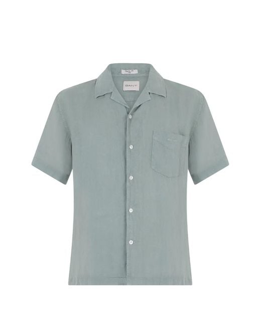 Gant Blue Chemise En Lin À Manches Courtes for men