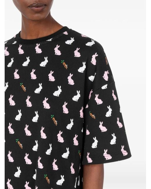 Love Moschino Black Heavyweight Printed Cotton Dress