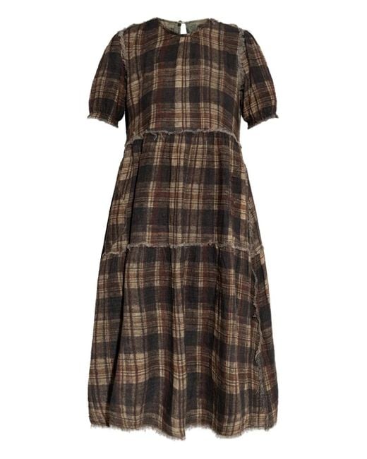 R13 チェック ティアードドレス Brown